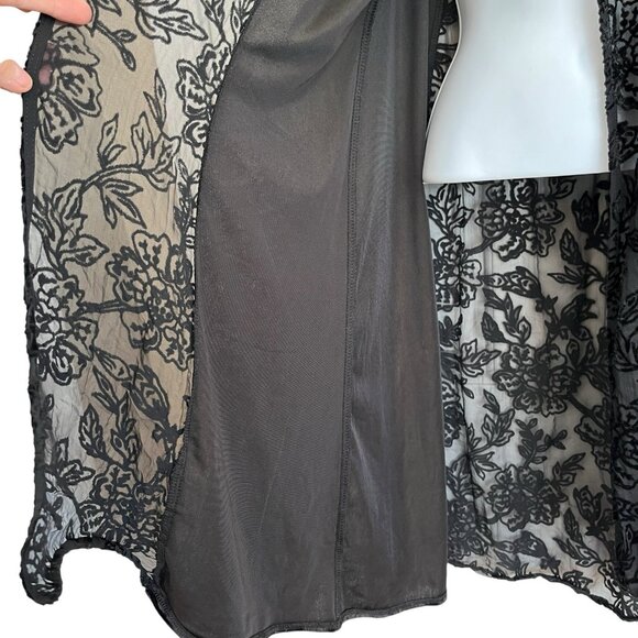 Knox Rose Black Floral Velvet Burnout Kimono M/L Sheer Duster Boho Goth Witchy - Picture 11 of 13